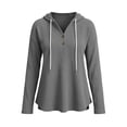 thumbnail image 7 of CQONEPT Waffle Knit Hoodies for Women Lightweight Comfy Pullover Tops Drawstring Long Sleeve Loose Fall Fashion Sweatshirts Blouse Gray XL, 7 of 7