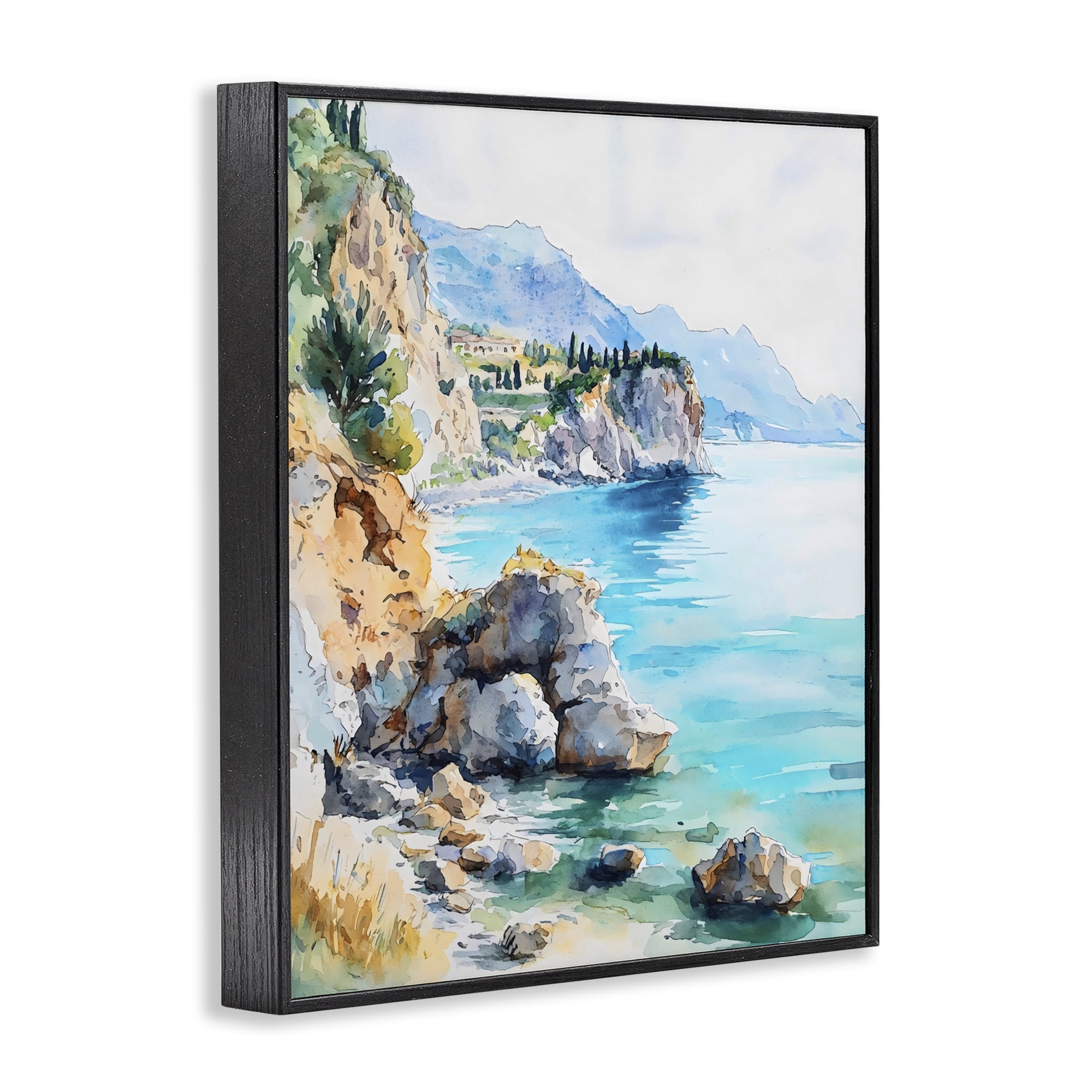 Stupell Industries Azure Italian Coastline Black Framed Giclee Art, design by LSR Design Studio