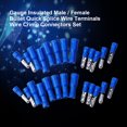thumbnail image 2 of 100pcs Gauge Insulated Male / Female Bullet Quick Splice Wire Terminals Wire Crimp Connectors Set (Blue), 2 of 6