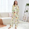 thumbnail image 6 of FORMRS Womens Pajama Set Long Sleeve Top and Pants with Pockets Soft Comfy Lounge Sleepwear, Sizes S-2XL, Birds with Strawberries, 6 of 7