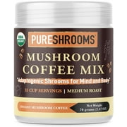 PureShrooms Mushroom Coffee with Lion's Mane, Reishi & Cordyceps. Focus, Energy & Immune System Booster - Keto Friendly (Adaptogenic Coffee, 70 grams)