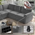 thumbnail image 6 of 118'' Pull Out Couch, Convertible Sleeper Sofa Bed, Upholstered Sectional Sofa, Chenille L-Shaped Couch with Nailhead Trim, Modern Sectional Couches for Living Room, Apartment, Light Grey, 6 of 11