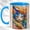Blue, variant on Stained Glass Cat Face Coffee Mug, Colorful Cat Mug, Ceramic 11 oz