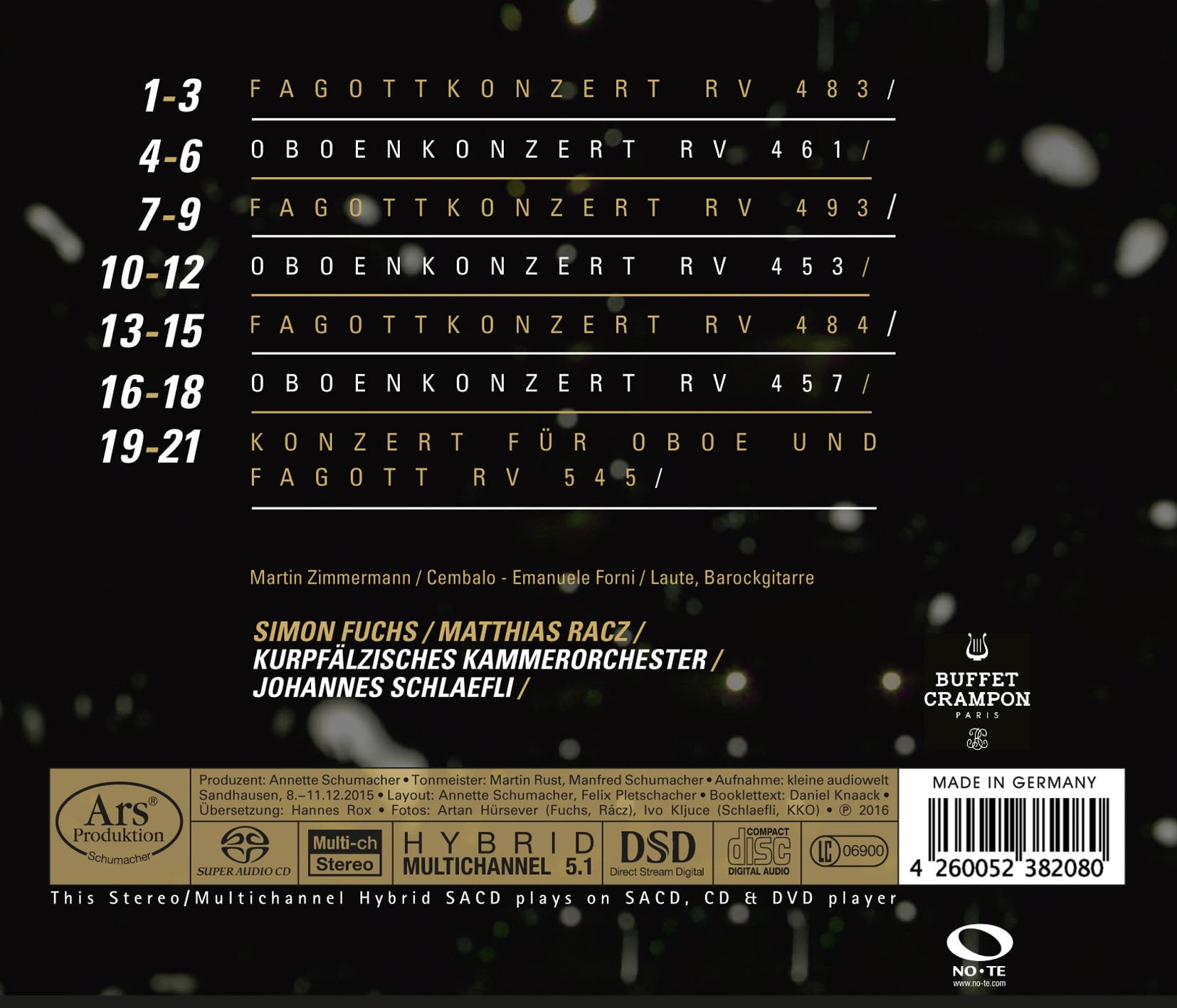 Vivaldi / Racz / Kammerorchester / Schlaefli - Antonio Vivaldi: Bassoon & Oboe Concertos - Music & Performance - SACD
