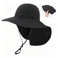 thumbnail image 2 of Domzle Womens Ponytail Sun Hat Wide Brim Quick Drying Hat with Neck Flap Summer UV UPF50+ Mesh Hats for Outdoor Hiking Fishing Black One Size, 2 of 7