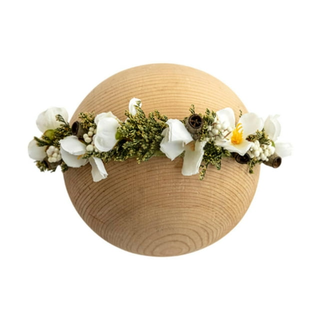 Diadema de flores recién nacidas 0-6 meses Banda para para el cabello Fotografía ajustable Corona Floral Corona para los bebés de cumpleaños Estilo a