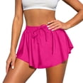 thumbnail image 4 of Inleife Fashion Women Casual Shorts Casual Solid Color Pleats Pocket Beach Shorts Beach Swim Trunks, 4 of 6