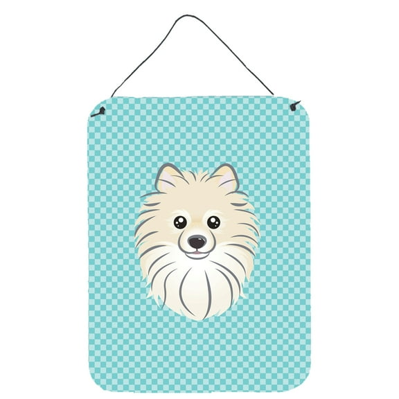 Carolines Treasures BB1145DS1216 Checkerboard Blue Pomeranian Wall and Door Hanging Prints