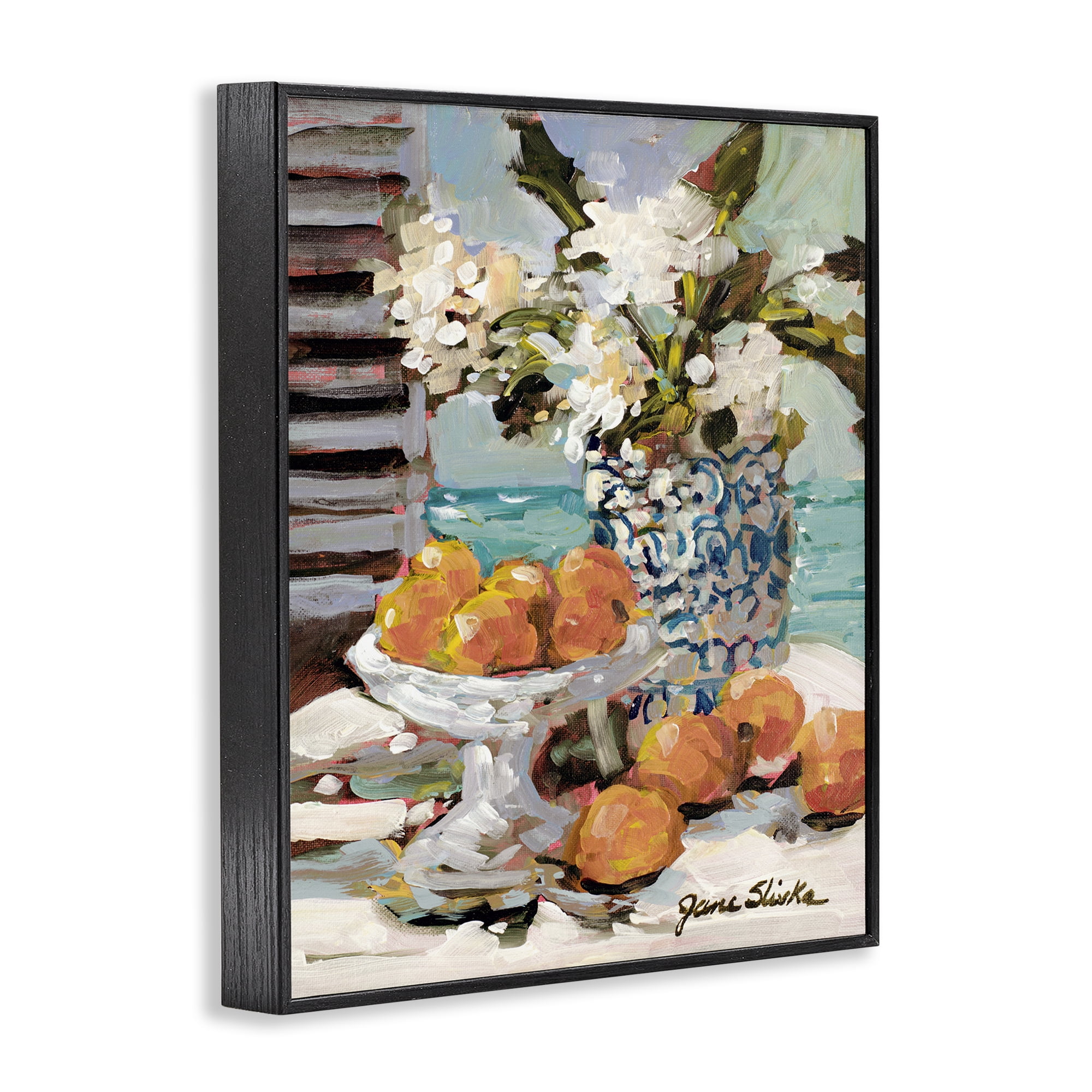 Stupell Industries Coastal Fruits Still Life Food & Beverage Painting Black Framed Art Print Wall Art, 16 x 20