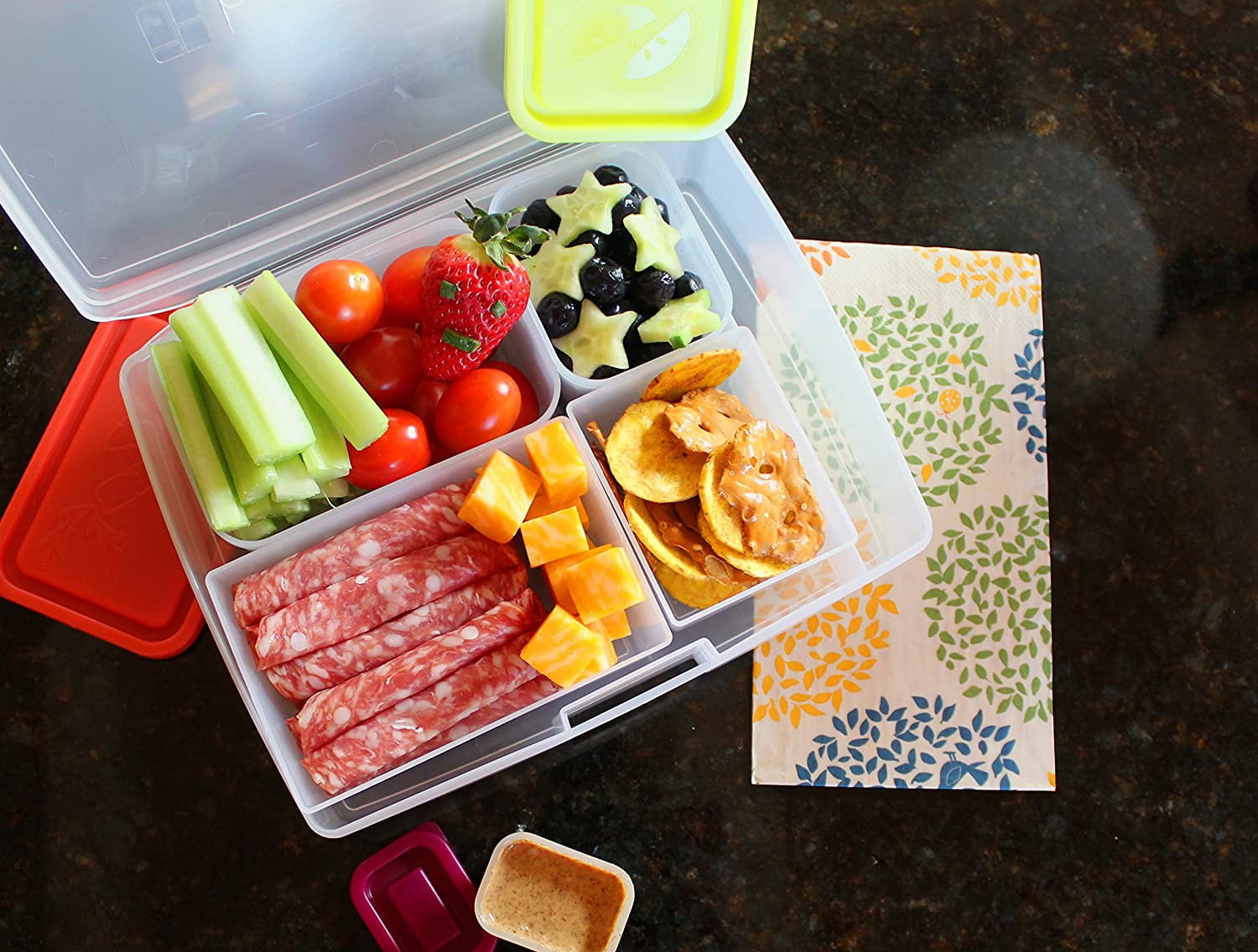 ZTGD Kids Bento Hot lunch box for Hot Food Leak-proof Plastic Salad Fruit  Vegetable Lunch Box for Kitchen