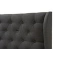 thumbnail image 4 of Baxton Studio Cadence Modern and Contemporary Dark Grey Fabric Button-Tufted Queen Size Winged Headboard, 4 of 6