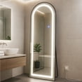 thumbnail image 3 of Espejo De Piso Cuerpo Completo De Pared Arqueado con Luz Led de 3 Tonos Decorativo con Soporte y Marco para Dormitorio Sala Comedor o Cuarto de 143cm, 3 of 5
