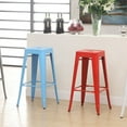 thumbnail image 4 of Home Square Ridlon Contemporary Metal 30" Bar Stool in Blue - Set of 3, 4 of 7