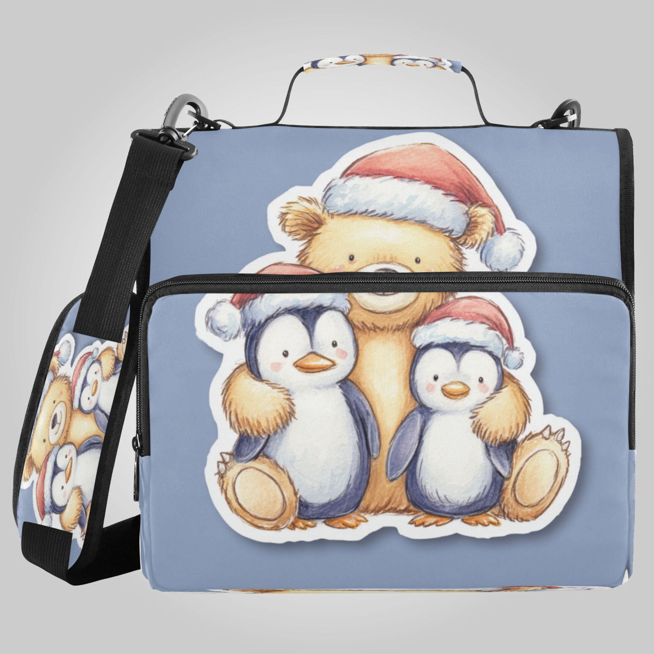 Zipper Binder 3 Rings Stationery Office Files Daily Organizer File Folder Storage Bag Brown Bear Penguin Fridge Magnet