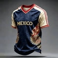 thumbnail image 5 of Zimjoy Mexico Soccer Jersey T-Shirt for Men 2026 World Soccer Game National Team 2D Graphic V Neck Short Sleeve Tee Navy M, 5 of 5