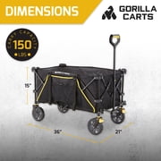 Gorilla Carts Collapsible Wagon Cart - 7 cu ft Bed, 150 lb Load Rating - 4-Pack, Black
