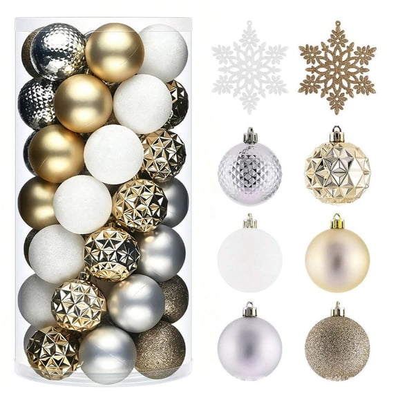 Gold Silver Christmas Ball Ornaments Set 50 Count 2.4 Inch Shatterproof Tree Decor