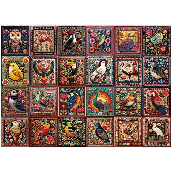 BenBen 1000 Pieces Puzzles For Adults, Cozy Bird Crochet Art,Bird Jigsaw Puzzle with Letters on Back