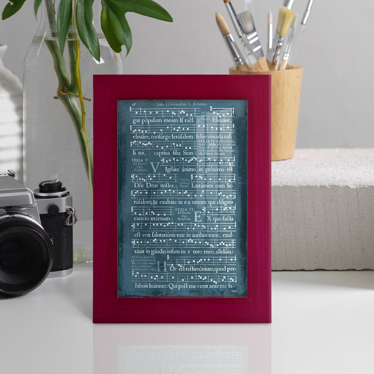 Graphic Songbook I -Framed Print w/glass-Cherry Red