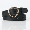 thumbnail image 2 of Waroomhouse Women Heart-shaped Belt Versatile Women Belt Women Heart-shaped Buckle Belt Heart Hollow Design Waistband Faux Leather Adjustable Length Belt Fashion, 2 of 8