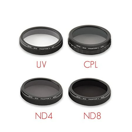 Sky Capture Series 4-Piece Filter Kit for DJI Phantom 3 Professional and Advanced (UV + CPL + ND4 + ND8)