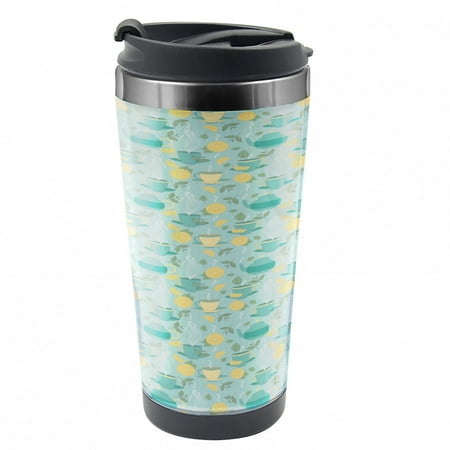 

Lemons Travel Mug Piping Hot Lemon Tea Steel Thermal Cup 16 oz by Ambesonne