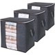 thumbnail image 1 of Large Capacity Clothes Storage Bag with Reinforced Handle Upgraded Fabric for Quilts, with Strong Zipper, Clear Window, Gray, 3 Packs, 50 x 36 x 50 cm, 1 of 4