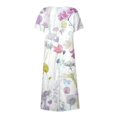 thumbnail image 4 of CHOK Robe en Lin Décontractée à Manches Courtes Col Rond pour Femmes Couleur Unie Coton Lin Robe d'Été 2024 avec Poches Gris TG, 4 of 5