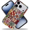 thumbnail image 2 of Compatible with iPhone 17 Pro, Frosted PC Anti-Scratch Shockproof Case - Vintage Tile Checkered Floral Butterfly, 2 of 7