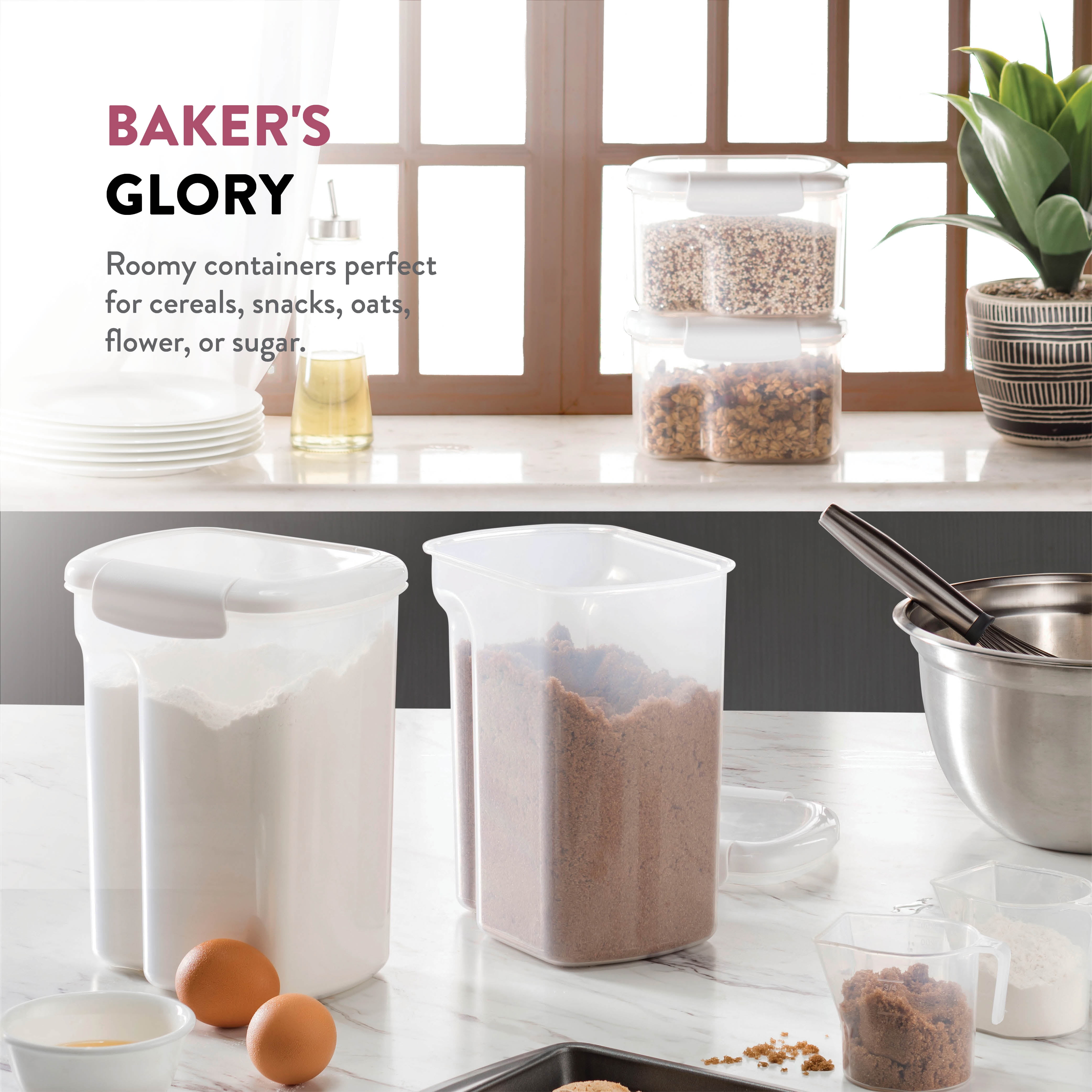 Airtight Food Storage Containers with White Lids Baking Supplies – 4 Piece  Set