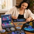 thumbnail image 4 of Fine Tip Acrylic Paint Pens with Metallic Glitter Ink, Acrylic Paint Pens for Rock Painting and Wood, Fabric, & Diy Crafts, 12/24/36 Count Set for Adult Coloring Markers and Gift, 4 of 8
