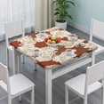 thumbnail image 3 of Square Tablecloth with Elastic Edges 34 * 34 Inch Pioneer Waterproof White Flowers on Red Table Cover Washable Indoor and Outdoor for Party Kitchen Dinner Banquet Patio Picnic, 3 of 6