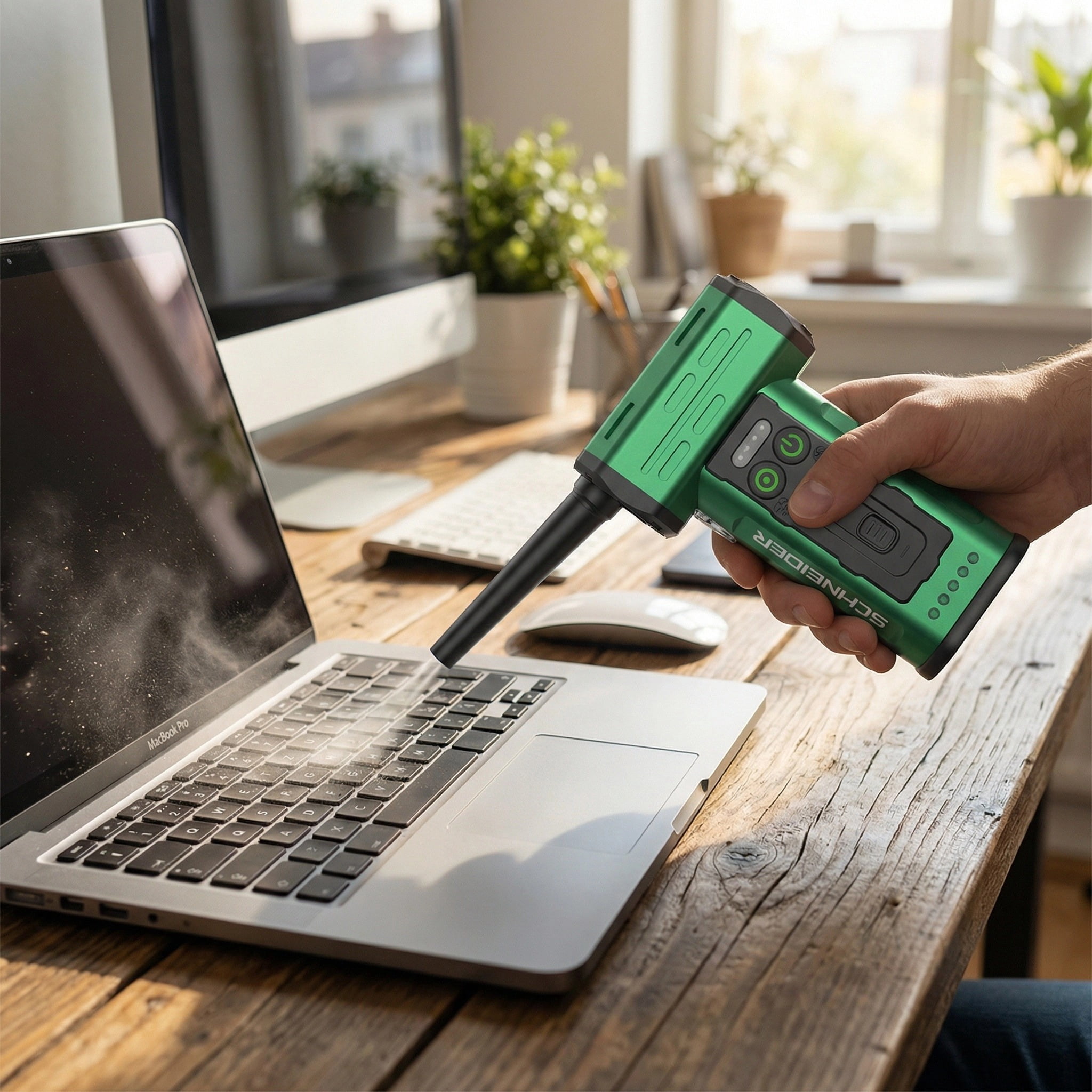 Electric Air Duster, 130000RPM Brushless Motor, Super Power, Aluminium Alloy, Rechargeable Battery, Blowing and Suction Design, for Keyboard, PC, Outdoors, Snow, Leaves, Car Cleaning