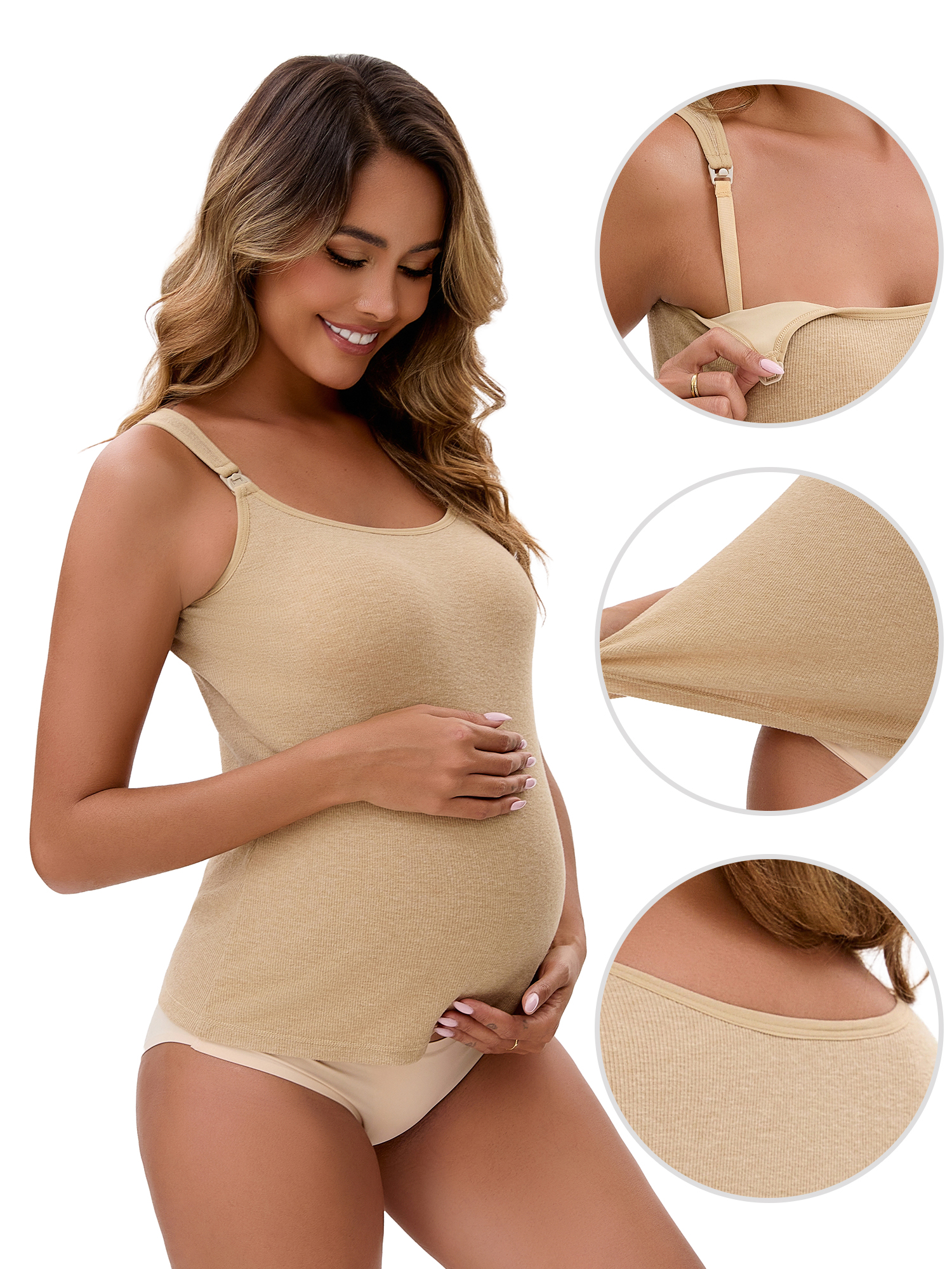 Unique Bargains Women's Maternity Thermal Camisoles with Built-In Bra XL Yellow
