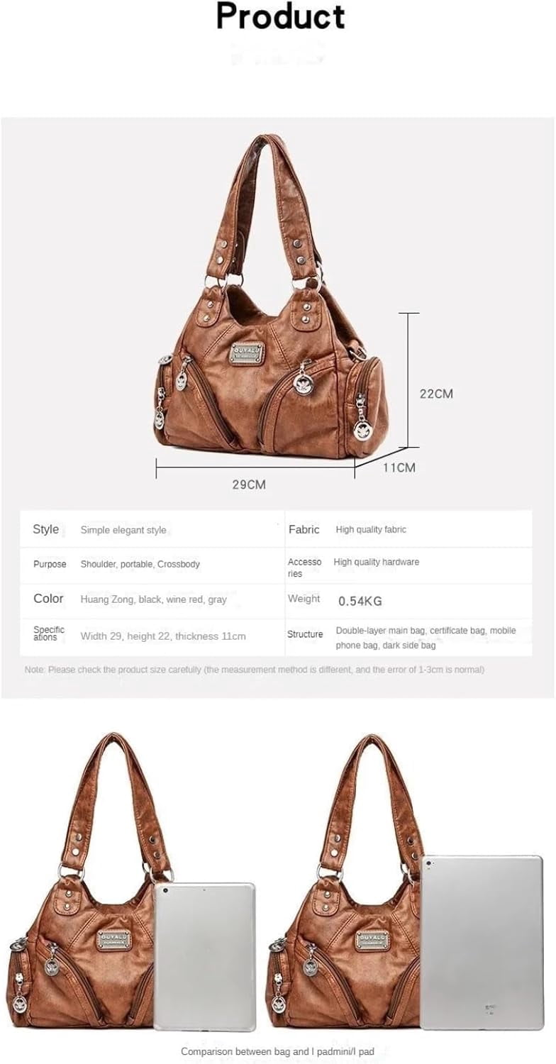SPEKSEE Hobo Purses and Handbags for Women Leather Multi-Pocket Tote Bag with Zipper Daily Shoulder Bags