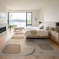 thumbnail image 3 of ODIKA 9'x12' Beige Modern Abstract Geometric Shapes Washable Area Rug Minimalist Scattered Dots Curved Lines Artistic for Master Suite, California King, Under Bed, Non-Shedding, Easy Care, 3 of 7