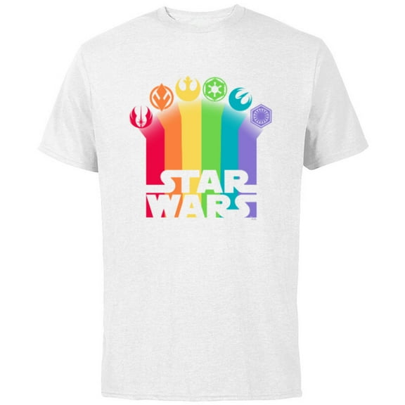 Star Wars Logo with Pride Icons - Short Sleeve Cotton T-Shirt for Adults - Customized-White