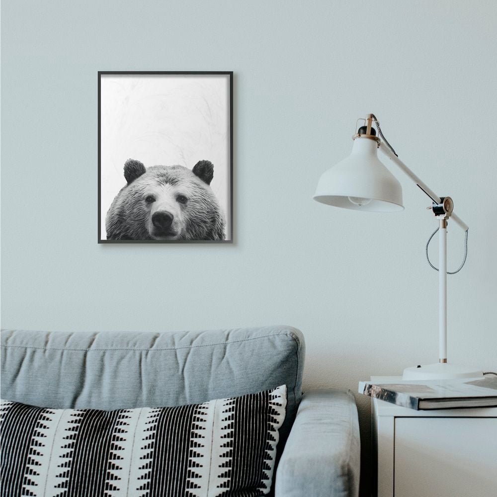 Stupell Industries Black and White Large Bear Head Animal Design Framed Giclee Texturized Art by SD Graphics Studio