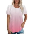 thumbnail image 1 of JMKQLZ Women's Spring/Summer Gradient Round Neck Sleeve Short Sleeve Top T-shirt, 1 of 7