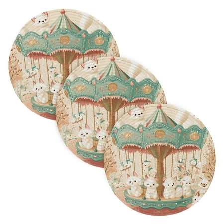 

BZSMCE Mats for Pots Pans Place Cute White Fox Simple Style Pattern Pot Mats