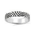 thumbnail image 3 of 925 Sterling Silver Oxidized Platinum Plated Fingerprint Band Women Valentines Day Gifts Ring, 3 of 4