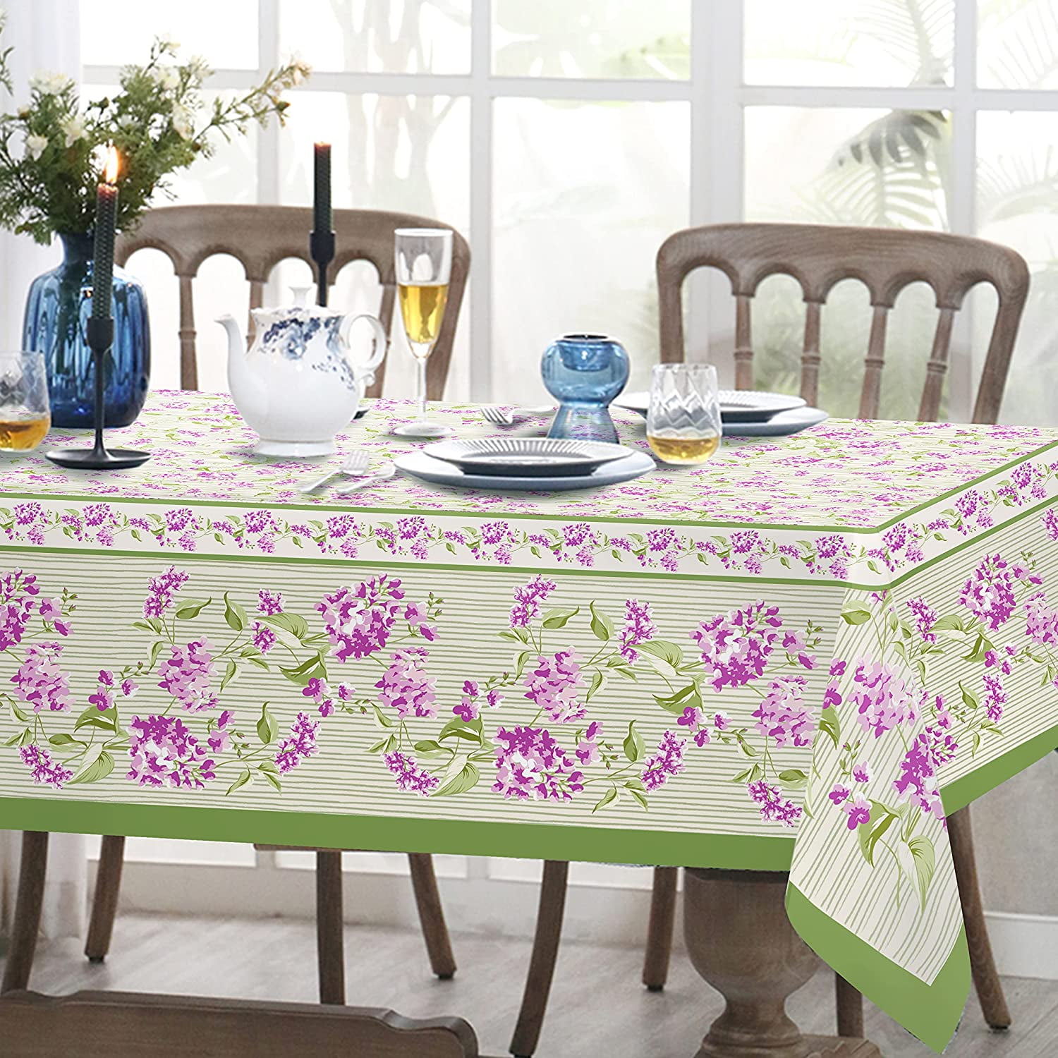 Lilac Purple Floral Tablecloth, Lavender Tablecloth 60 x 120 ,Country ...