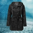 thumbnail image 2 of Duoif Rain Jacket Women, Women's Raincoats with Hood Windbreaker with Belt Lightweight Long Rain Jackets Outdoor Trench Coat Jackets for Women Black L, 2 of 7