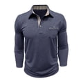 thumbnail image 4 of Aimik Polo Shirts for Men Long Sleeve Textured Button Down Pocket Casual Solid Shirts Fall Winter Moisture Wicking Lightweight Golf Tops,Blue,XL, 4 of 6