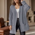 thumbnail image 2 of HCYSFG Womens Longline Cardigan Sweater Open Front Long Sleeve Patch Pockets Textured Knit Loose Fit Everyday Layering Tops, 2 of 5