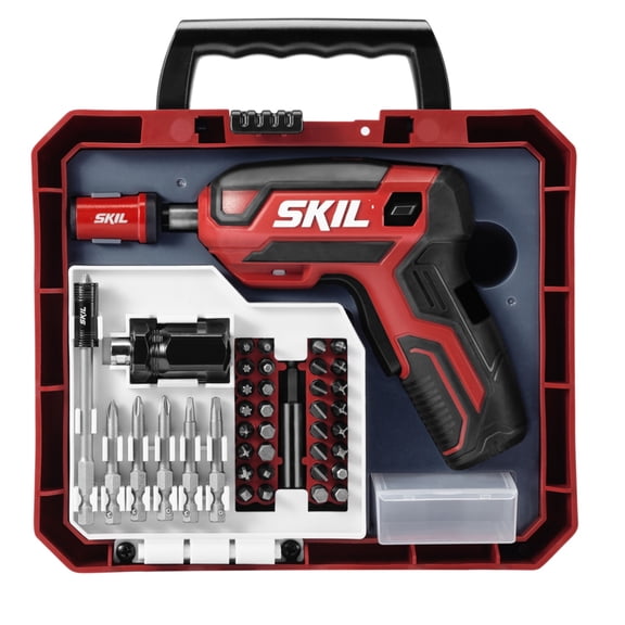 SKIL Rechargeable 4V Cordless Pistol Grip Screwdriver with 42pcs Bit Set, USB Charger and Carrying Case - SD5618-03