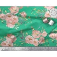 thumbnail image 3 of Soimoi Green Moss Georgette Fabric Leaves & Peony Floral Print Sewing Fabric Yard 42 Inch Wide, 3 of 3