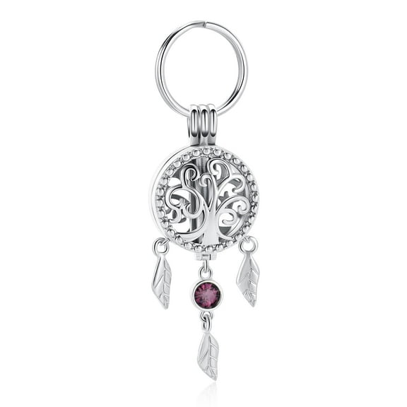 Tree of Life with Feather Keepsake Cremation Jewelry for Ashes Urn Necklace Lockets Keyring for Human Ashes Pet Ashes Memorial Keychain