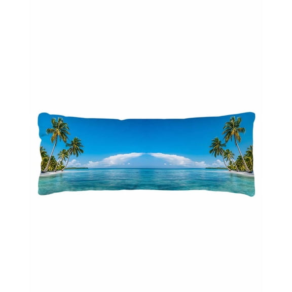 Ocean Sea Body Pillow Cover 20 x 60 Inch Decorative Pillow Cover Summer Palm Trees Blue Sky Beach Tropical Lumbar Pillowcase Seasonal Rectangle Cushion Case for Couch Sofa Bed Living Room