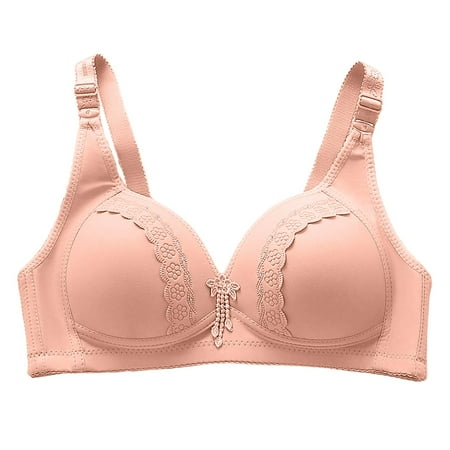 BYHONG French Plus Size Thin Anti Sag Shrink Bra Gathering No Ring Middle Old Man Mom Bra Women s Lingerie Pink E